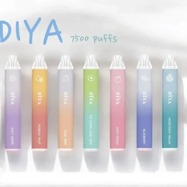 DIYA 叮啞 7500口拋棄式電子煙|13ml 透明大油倉 25種精選口味